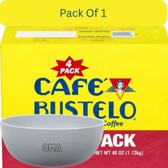 Caf Bustelo Ground Coffee, Espresso Style, Bold Rich Flavor, 40 oz., 4 ct. With White Bowl By OMA