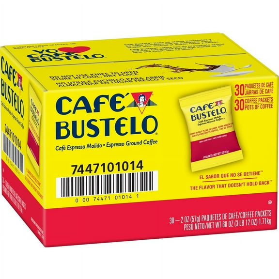 Caf Bustelo; Ground Espresso Coffee - Dark - 2 oz - 30 / Carton | Bundle of 5 Cartons