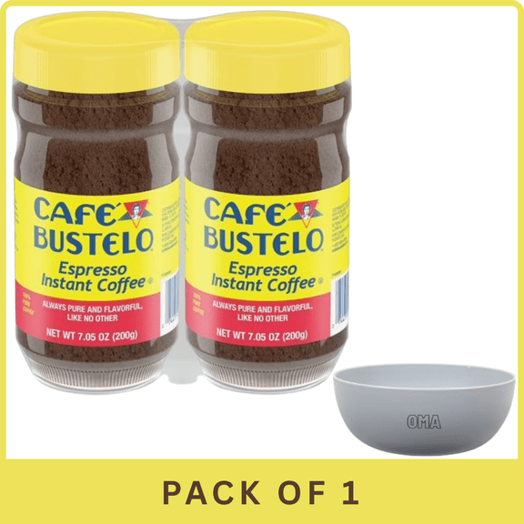 Caf Bustelo Instant Espresso Coffee (7.05 oz, 2-Pack)- With Olive White Bowl By OMA