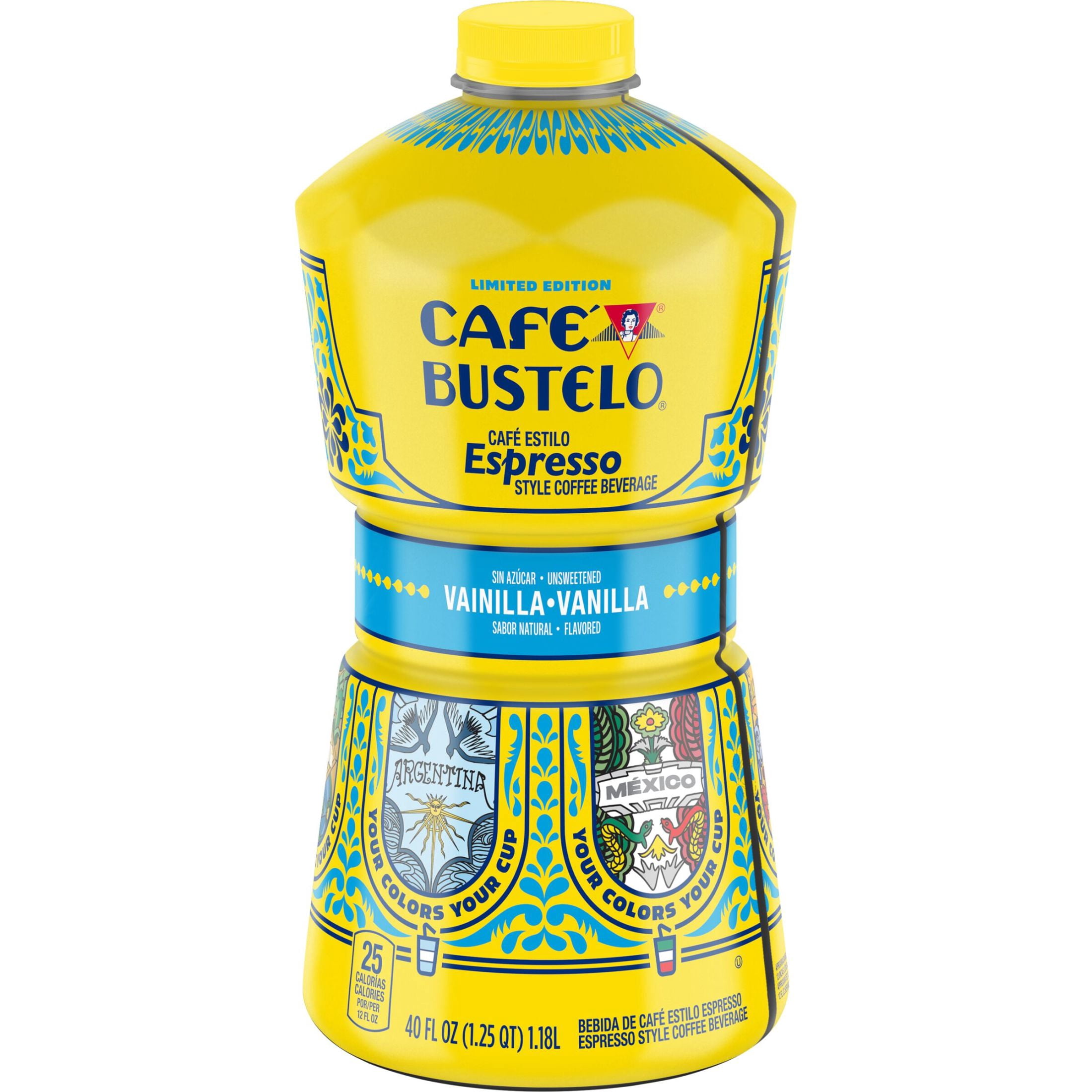 Cafe Bustelo Vanilla Flavored Iced Coffee, Limited Edition Game Day Design, 40 oz Bottles (Pack of 6)