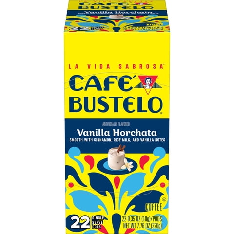Cafe Bustelo Vanilla Horchata Artificially Flavored Coffee, Single Serve Pods, 22 Count