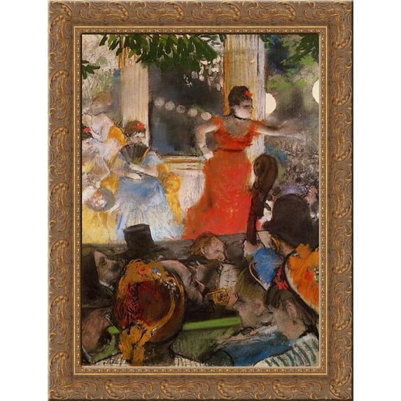 Caf? Concert ' At Les Ambassadeurs 20x24 Gold Ornate Wood Framed Canvas Art by Degas, Edgar