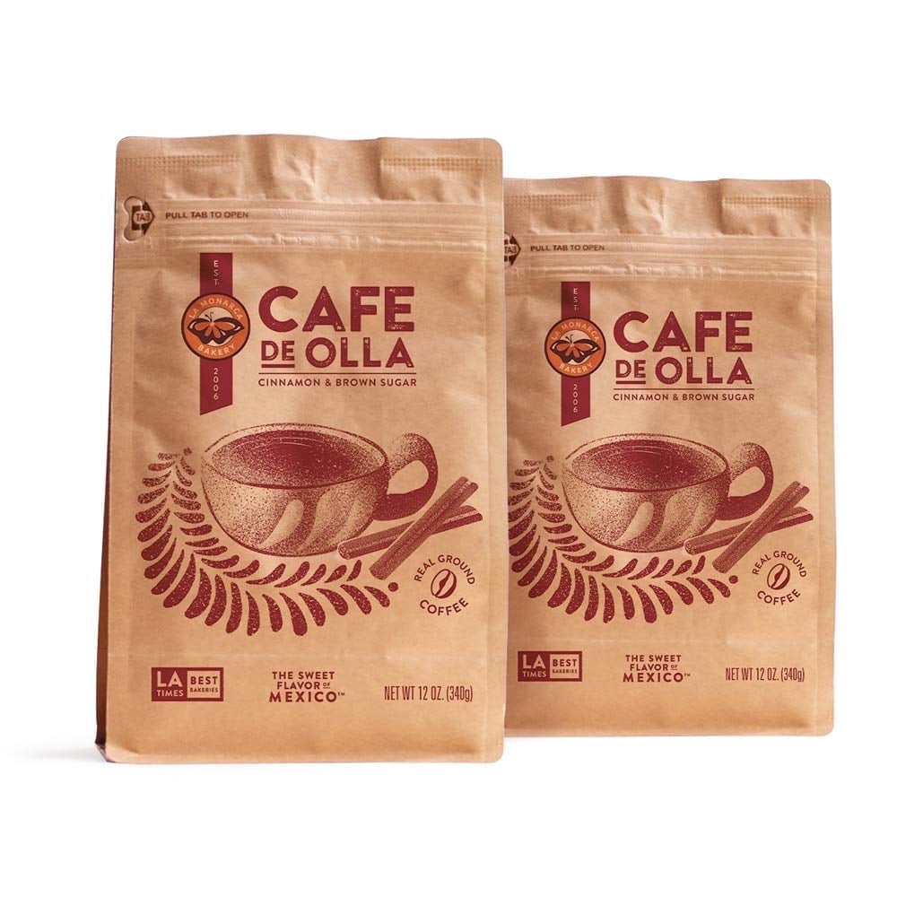 Café De Olla Ground Coffee, 12 Ounce (pack of 2), Cinnamon and Brown Sugar Spiced Mexican Dark Roast Coffee by La Monarca Bakery
