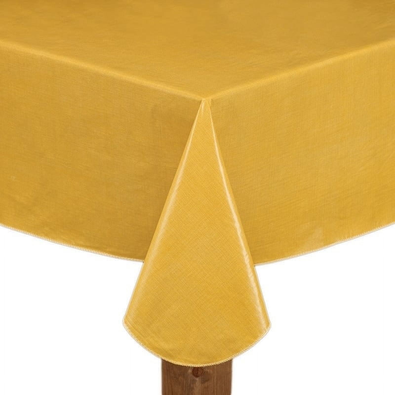 Café Deauville 100% Vinyl Tablecloth 60"X84" Oval, Gold