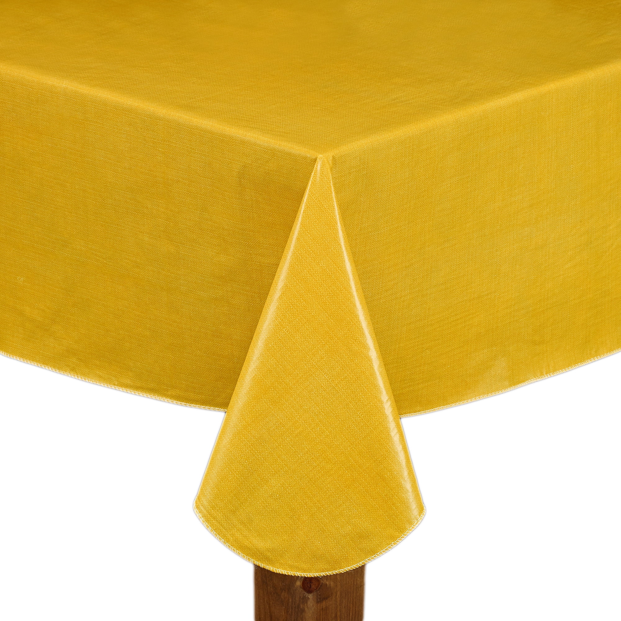 Café Deauville 100% Vinyl Tablecloth 70" Round, Gold