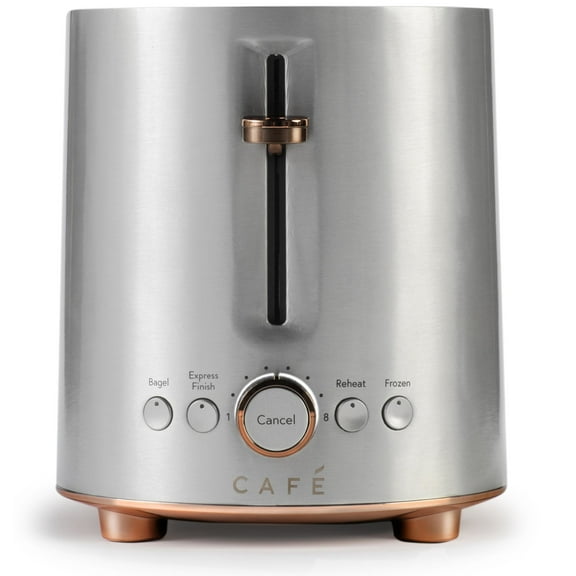 Café Express Finish 2-Slice Toaster | Extra-Wide Slots, Extra Lift for Waffles, Pastries, Texas Toast & More | 4 Pre-Set Functions, 8 Shade Options | Countertop Kitchen Essentials | Stainless Steel