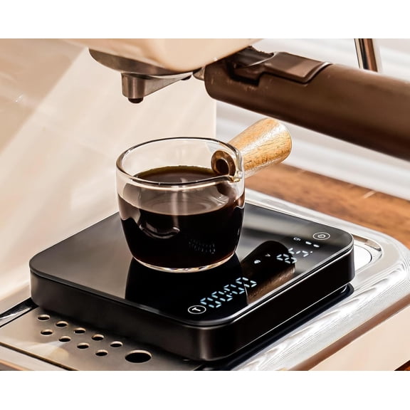 CafMetric Coffee Scale with Timer - Precision Scale for Espresso & Pour Over - Mini Scale with LED Display, Black, Rechargeable