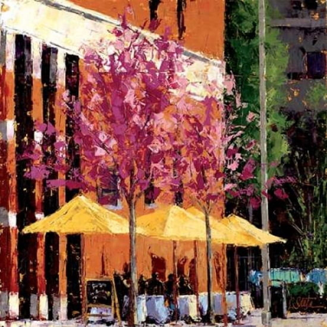 Caf√© Near the Castle Green Canvas Art - Leslie Seata (24 x 24)