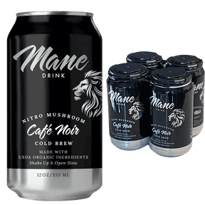Mane Drink Cafe Noir Organic Ready to Drink Nitro Cold Brew Coffee with Lion's Mane - 12 fl. oz (355ml) (4 pack)