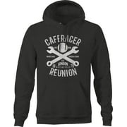 Café Racer Reunion Crossed Wrenches Hard Club Sweatshirt for Men Small Dark Grey