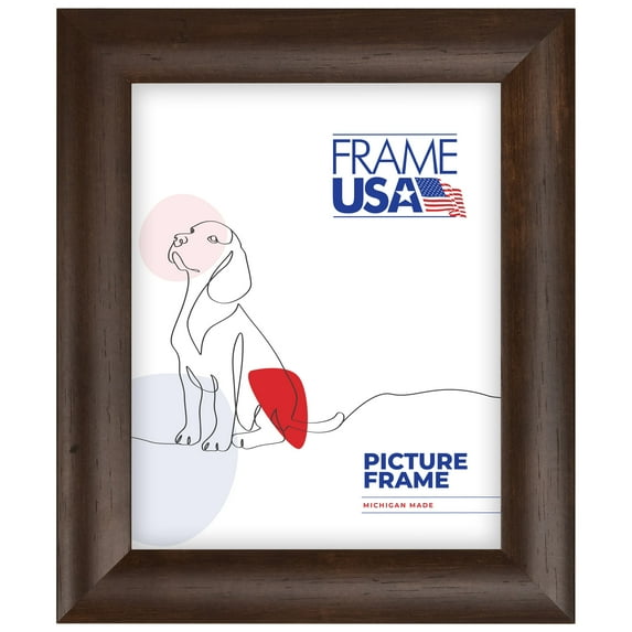 16x27 Picture Frame, Brown Café Rounded Style 58060, 1.5 Inch MDF with Plexiglass, Wall Display