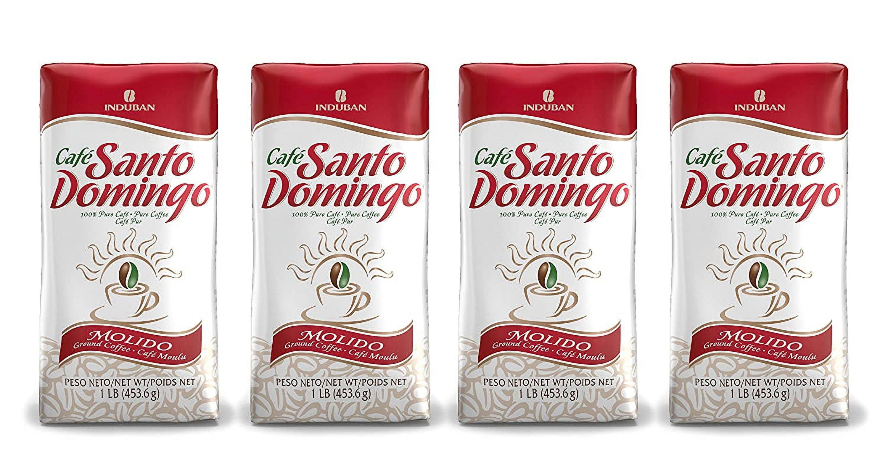 Café Santo Domingo, 16 oz Bag, Ground Coffee, Medium Roast - Product from the Dominican Republic (Pack of 4)