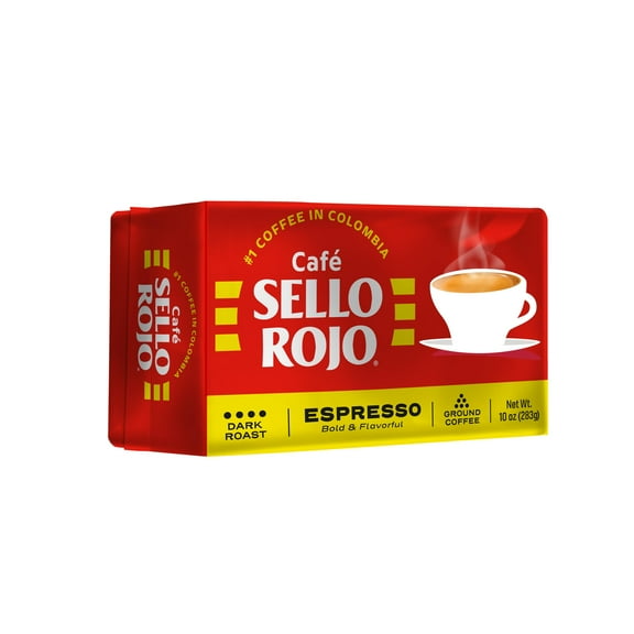 Caf Sello Rojo Espresso | 100% Colombian Dark Roast Ground Arabica Coffee | Freshly Vacuum Sealed in Bricks | 10 Ounce (Pack of 3)