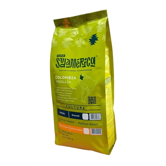 Caf Sudamerica Medelln Cultura 100% Colombia Arabica Coffee Whole Bean Medium Roast 12oz