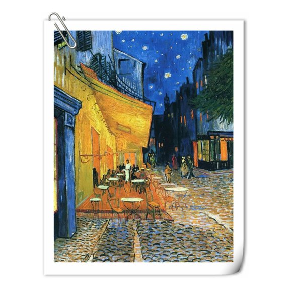 Café Terrace at Night Painting Canvas Prints Wall Art Decor Vintage Poster for Home Room Wall Decoration - 8x10 inches Unframed Canvas