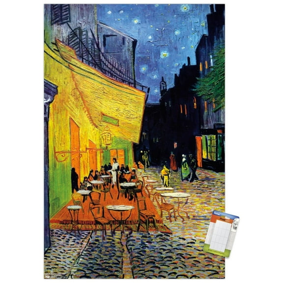 Café Terrace at Night by Vincent van Gogh Wall Poster, 14.725" x 22.375"