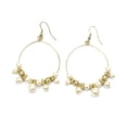thumbnail image 1 of Women's Gold and Pearl Wire Hoop Earrings Dangle, 1 of 5