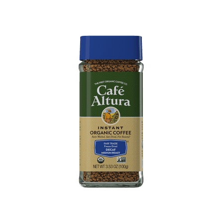 Cafe Altura Decaf Medium Roast Freeze Dried Instant Coffee, Organic, Non-GMO, 3.53 oz Jar