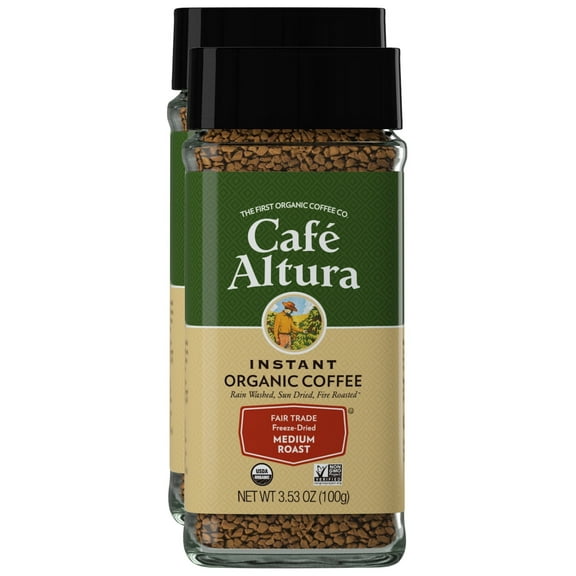 Cafe Altura Freeze Dried Instant Organic Coffee, 3.53 oz Jar (Pack Of 2)