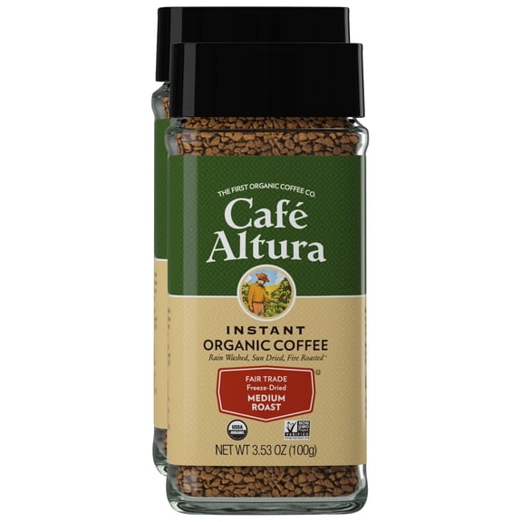 Cafe Altura Freeze Dried Instant Organic Coffee, 3.53 oz Jar (Pack Of 2)