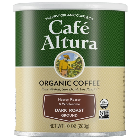 Cafe Altura Ground Organic Coffee, Dark Roast, 10 oz Can