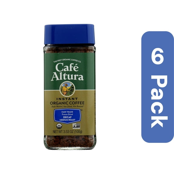Cafe Altura Instant Decaf Coffee Organic 3.5 oz (Pack Of 6)