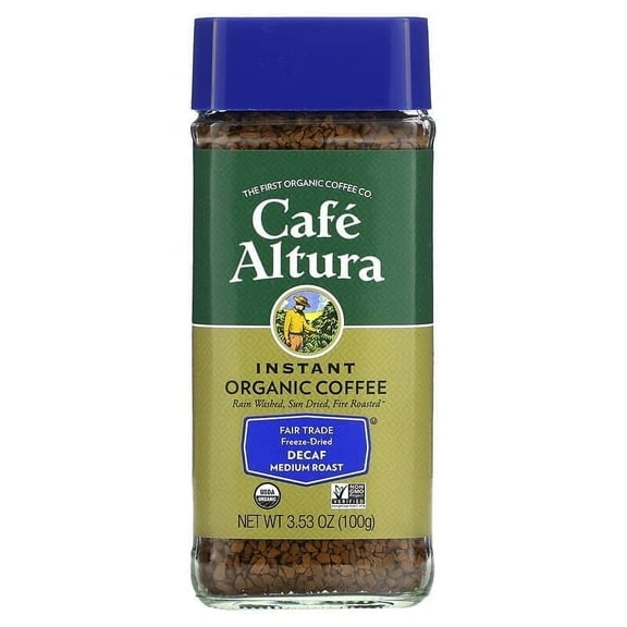 Cafe Altura, Instant Organic Coffee, Medium Roast, Freeze-Dried, Decaf, 3.53 oz Pack of 3