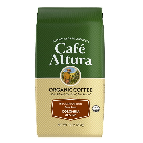 Café Altura, Colombia, Dark Roast, Organic, Ground Coffee, 10 oz. Bag