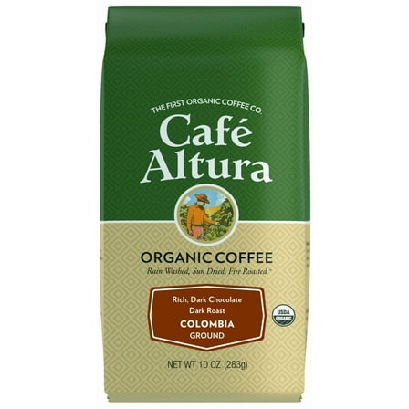 Café Altura, Colombia, Dark Roast, Organic, Ground Coffee, 10 oz. Bag