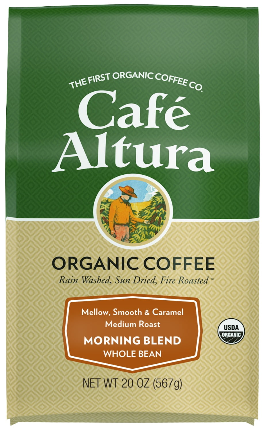 Café Altura Whole Bean Organic Coffee, Morning Blend, Whole Bean, 20 oz Bag