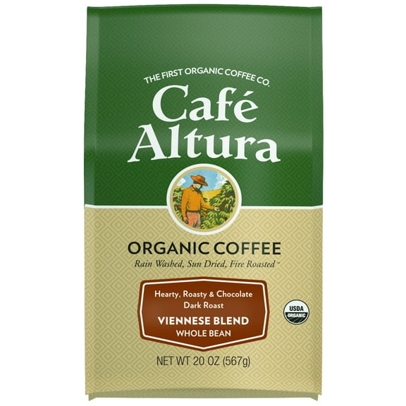 Café Altura Whole Bean Organic Coffee, Viennese Blend, Whole Bean, 20 oz Bag