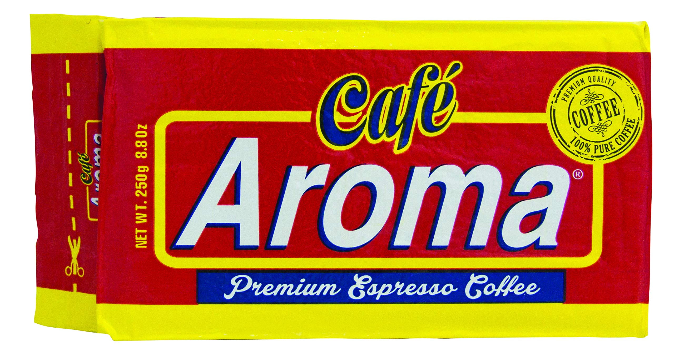 Cafe Aroma Cuban Style Premium Ground Espresso, Dark Roast, 12 Pack of 6 oz Bricks