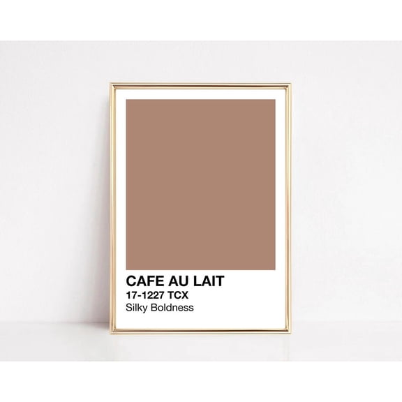 Cafe Au Lait Pantone Minimalist Coffee Bar Decor Print, Unframed Paper Poster 8x10in