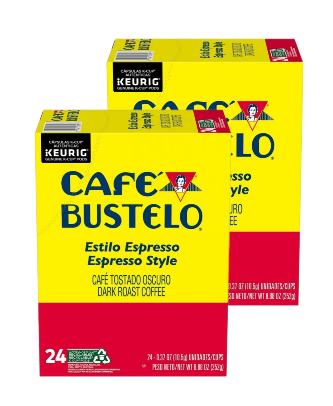 Cafe Bustelo Espresso Style Coffee K Cups 2 Pack, Each Box Contains 24 K Cups
