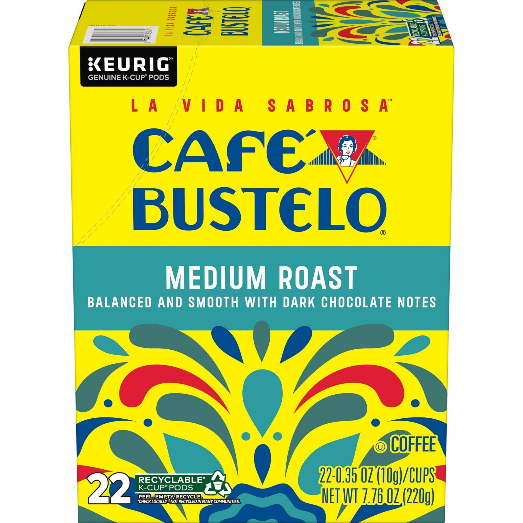 Cafe Bustelo Medium Roast Coffee, 22 Ct. K Cup pods - 2 Box