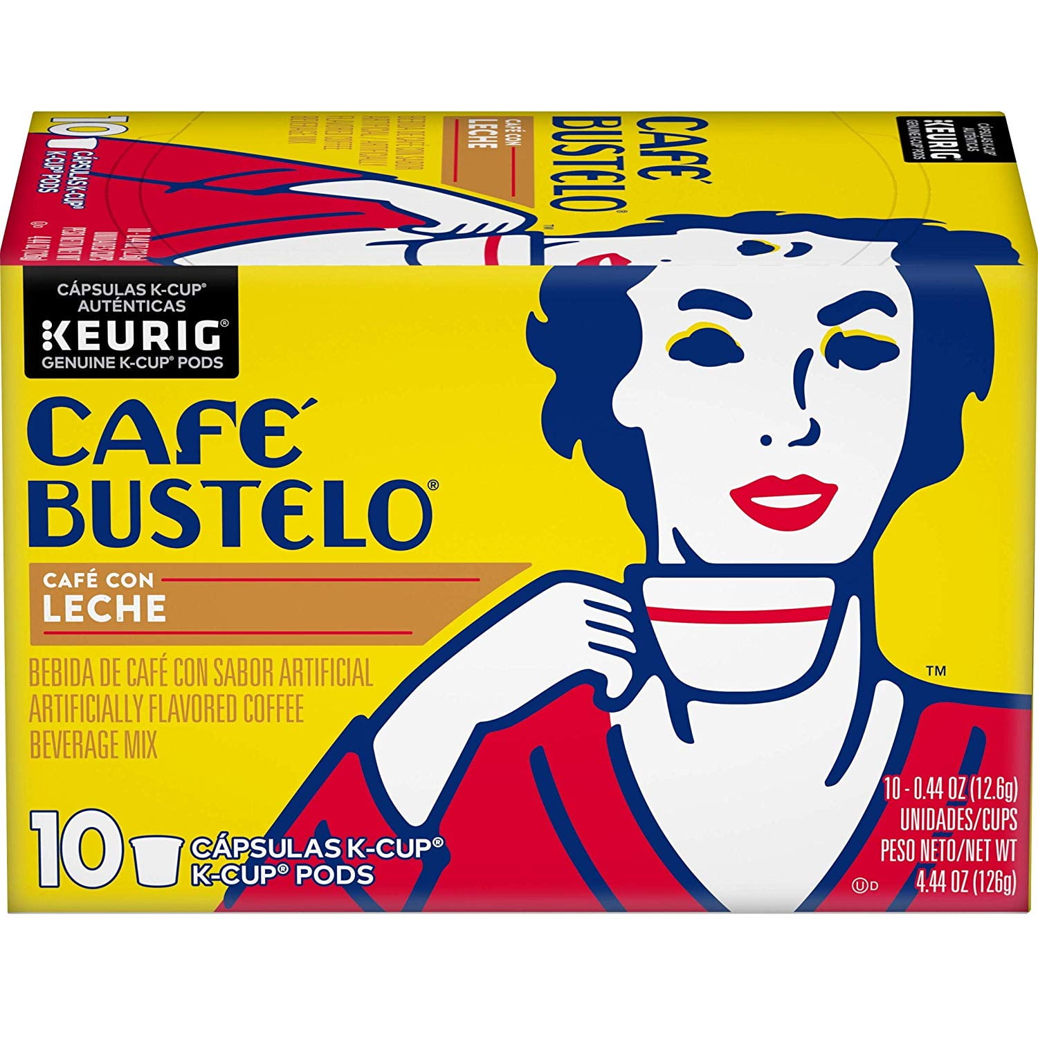 Caf� Bustelo Sweet & Creamy Caf� con Leche Coffee, Keurig K-Cup Pods, 10 Count Box