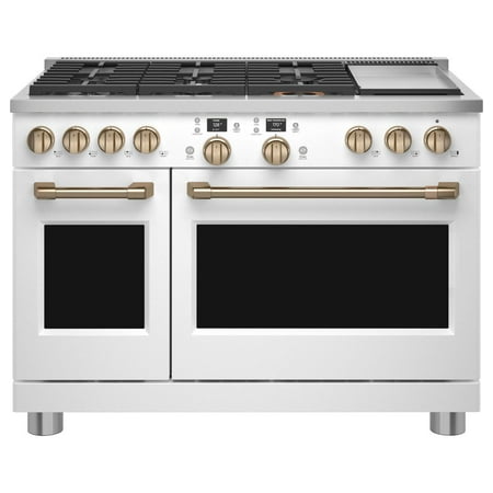 Café - 8.25 Cu. Ft. Freestanding Double Oven Dual Fuel True Convection Range with 6 Burners - Matte white