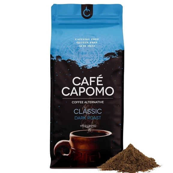 Cafe Capomo Herbal Coffee Alternative, Caffeine & Acid Free, Classic Dark Roast, 11 oz. From Tattvas Herbs