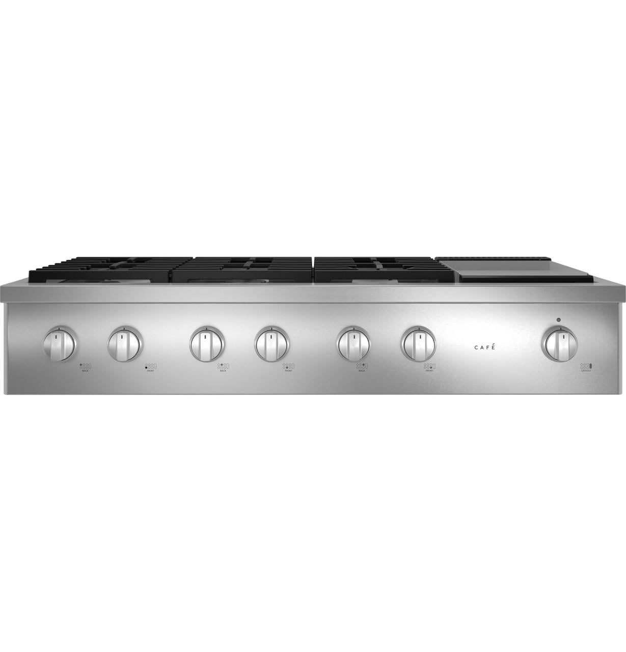 Cafe 48" Commercial Style Gas Rangetop with 6 Burners and Integrated Griddle (Natural Gas) - CGU486P2TS1