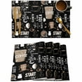 thumbnail image 1 of Cafe Coffee Cup Retro Brown Placemats Set of 4,Wipeable Washable Table Mats for Dining Tables,Graffiti Letter Back Place Mats for Kitchen Event Party Tabletop Decor, 1 of 7