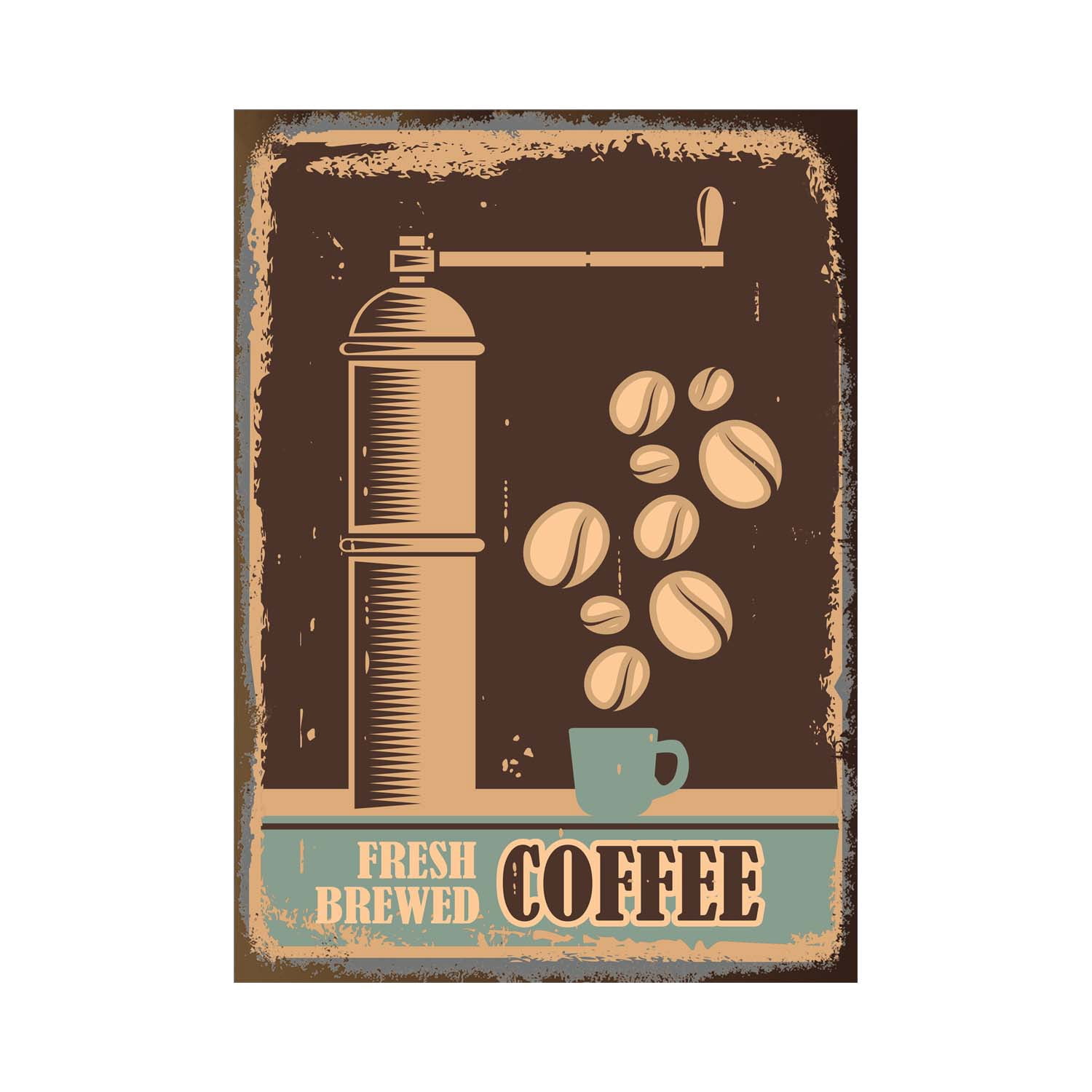 Cafe Coffee Shop Tin Sign Italian Caffeine Vintage Metal Plaque Kitchen