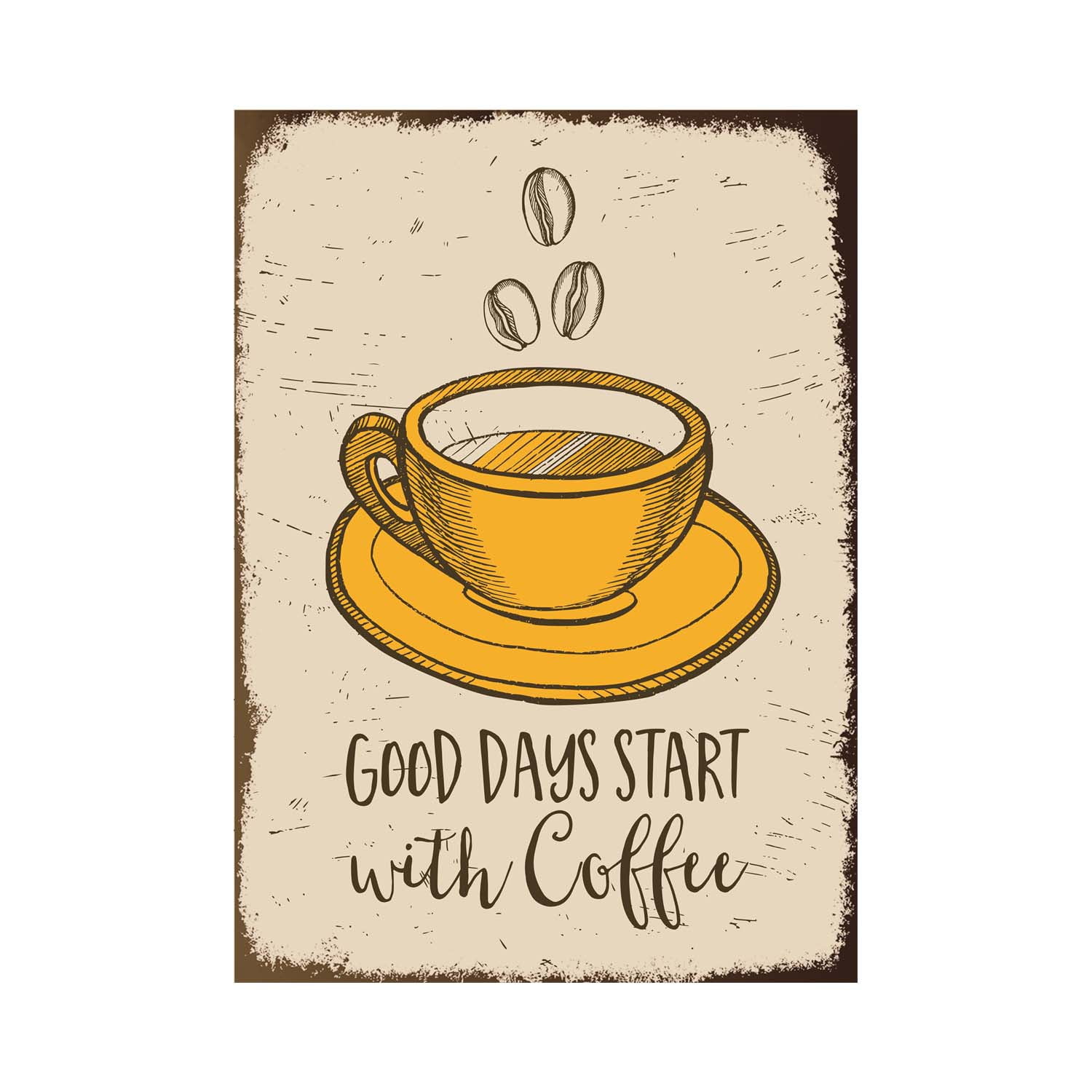 Cafe Coffee Shop Tin Sign Italian Caffeine Vintage Metal Plaque Kitchen