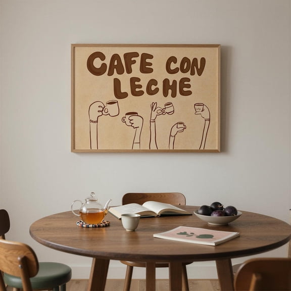 Cafe Con Leche Wall Art Print, Spanish Coffee Art, Unframed Paper Poster 8x10in