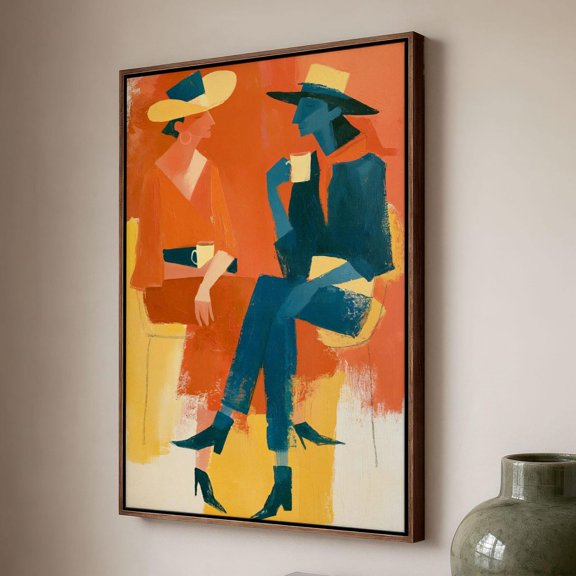 Cafe Conversation Wall Art Vivid Geometric Art, Unframed Paper Print