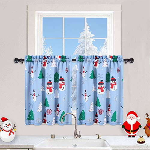 Cafe Curtains 24 Inch, Animals Farmhouse Home Decor Short Tier Curtains for Kitchen Cafe Bathroom Window Curtains, Animals