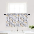 thumbnail image 1 of Cafe Curtains, Leaf Flower Printed Rod Pocket Short Window Curtains, Floral Print Kitchen Window Curtain Sets for Bathroom, 27" x 30", Yellow/Grey, Set of 2, 1 of 7