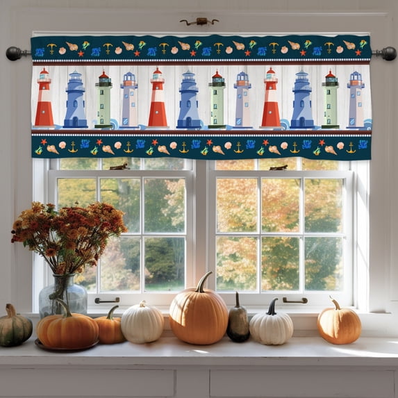 Cafe Curtains Lighthouse Valance Handmade Cabinet Door Curtain Rod Pocket Semi-Sheer Bathroom Short Curtains Bedroom Decor (1 Panel)