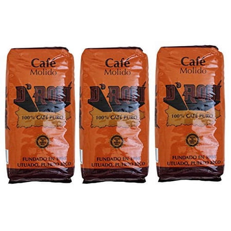 Cafe D'aqui 100% Pure Ground Coffee From Puerto Rico Mountains 14 oz. Bags (3 Pack)