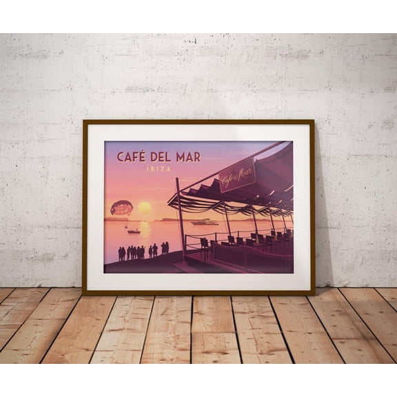 Cafe Del Mar Ibiza Spain Sunset Beach Club Raving Art, Unframed Canvas 8x10in