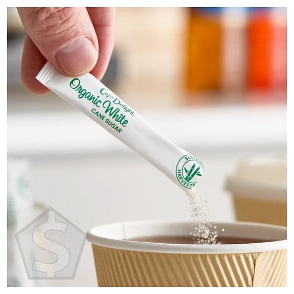 Cafe Delight Organic White Sugar Packet 2.8 Gram - 2,000/Case